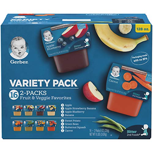 Gerber Baby Foods 2nd Foods Variety Pack, Natural for Baby, Fruit & Veggie Favorites, 8 Ounce (Pack of 32)