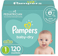 Load image into Gallery viewer, Diapers Newborn/Size 1 (8-14 lb), 120 Count - Pampers Baby Dry Disposable Baby Diapers, Super Pack
